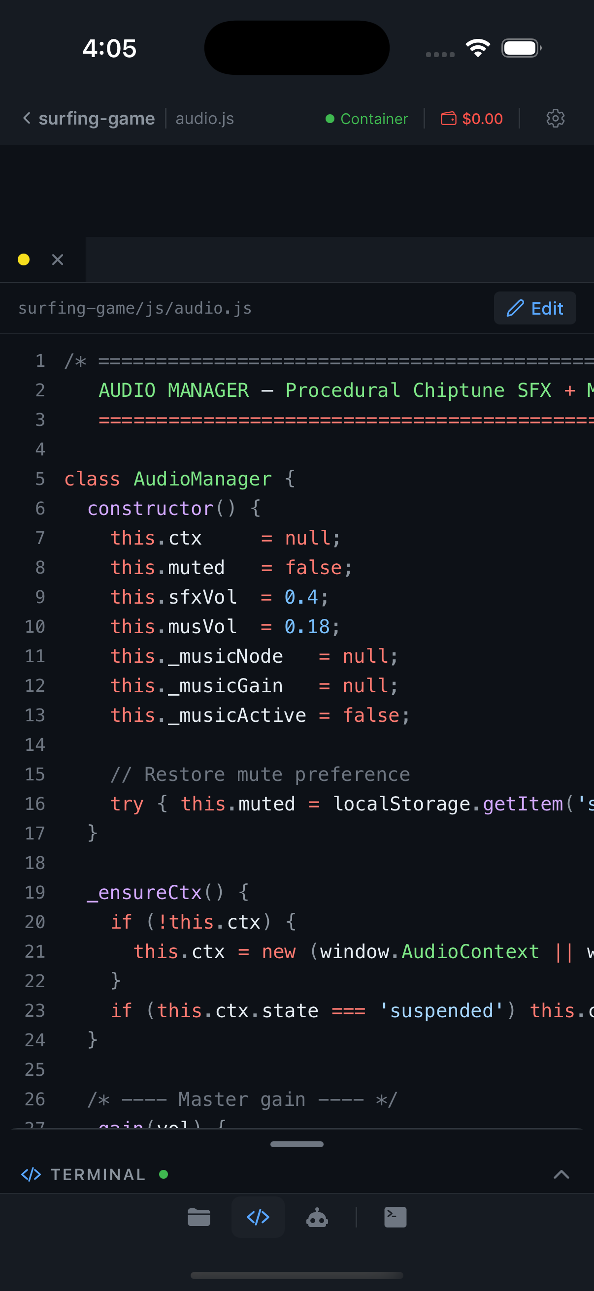 PropelCode file explorer and code editor